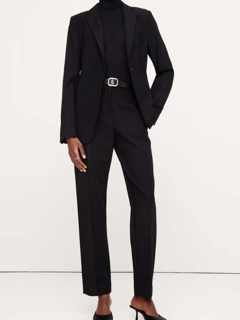 Banana Republic High-Rise Modern Slim City Refined Ankle Pant, black, 10 Petite